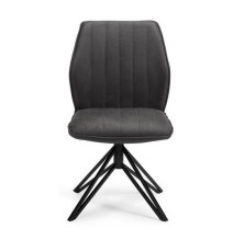 Pack de 2 Sillas con Respaldo y Asiento Tapizados en Tela Gris, Pata Metálica en Acabado Negro Mate, Medidas 62,5x52x93 cm