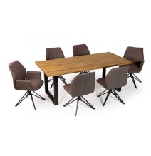 Pack de 2 Sillas con Respaldo y Asiento Tapizados en Tela Marron, Pata Metálica en Acabado Negro Mate, Medidas 62,5x52x93 cm