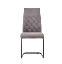 Pack de 4 Sillas de Madera con Relleno de Espuma, Tapizadas en Tela Gris, Patas Metálicas Negras, Medidas 44x60x99 cm