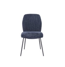 Pack de 2 Sillas Tapizadas en Tela Azul con Patas en Acabado Negro, Asiento y Respaldo Ergonómicos, Medidas 61x47x89 cm