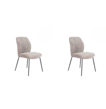 Pack de 2 Sillas Tapizadas en Tela Piedra con Patas en Acabado Negro, Asiento y Respaldo Ergonómicos, Medidas 61x47x89 cm