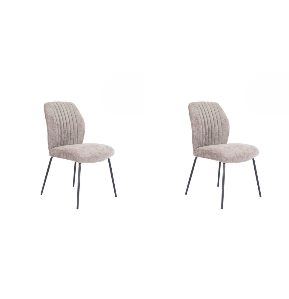 Pack de 2 Sillas Tapizadas en Tela Piedra con Patas en Acabado Negro, Asiento y Respaldo Ergonómicos, Medidas 61x47x89 cm