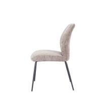 Pack de 2 Sillas Tapizadas en Tela Piedra con Patas en Acabado Negro, Asiento y Respaldo Ergonómicos, Medidas 61x47x89 cm