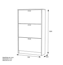 Zapatero Compacto Roble – Mueble con 3 Puertas y Doble Profundidad | MDF con Acabado Melamina | 70 x 25 x 120 cm