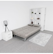 Sofá Cama 3 Plazas de Diseño Moderno con Cojines Decorativos, Estructura de Madera, Color Gris Cemento, 188x88x88 cm