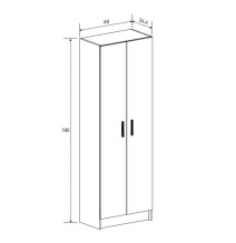 Mueble Multiusos Armario Auxiliar Color Mauvella – 2 Puertas, 4 Baldas, Práctico y Funcional, Madera, 60x180x35 cm