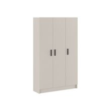 Mueble multiusos Armario auxiliar Color Beige – 3 Puertas, 4 Baldas y Espacio para Escoba Madera, Dimensiones 108x180x35 cm