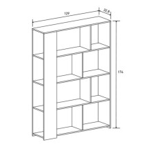 Estantería Decorativa, Librería, Separador Ambientes, Acabado en Mauvella-rayas, 174 cm (Al) x 129 cm (Anc) x 32,8 cm (Fon)