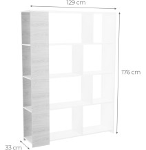 Estantería Decorativa, Librería, Separador Ambientes, Acabado en Mauvella-rayas, 174 cm (Al) x 129 cm (Anc) x 32,8 cm (Fon)