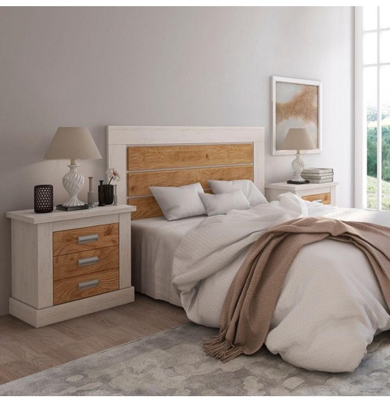 Pack Cabecero Nórdico de 160 x 120 cm + 2 Mesitas de Noche|Práctico y Elegante|Color Andersen Pino