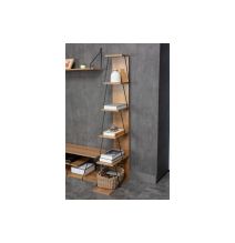 Estantería para Salón en Color Sonoma y Negro, 5 Niveles, 50x22x150 cm Estantería para Salón en Color Sonoma y Negro, 5 Niveles, 50x22x150 cm