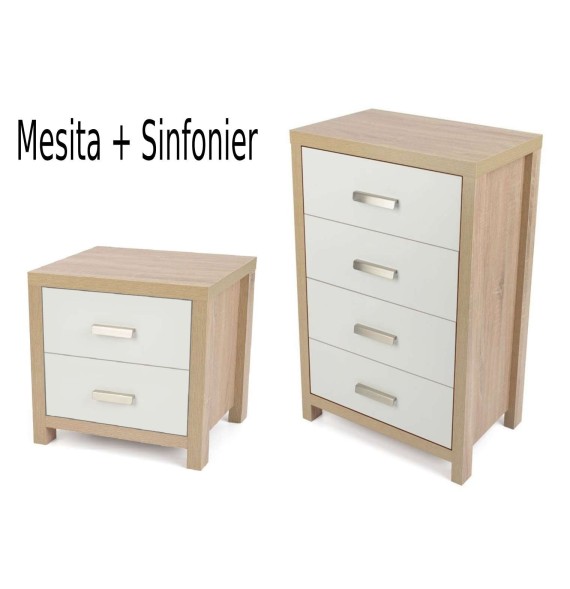 Pack Mesilla de Noche + Sinfonier 4 Cajones: ¡Doble Estilo! (SALDO)
